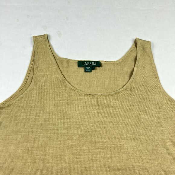 Lauren Ralph Lauren Womens Silk Sweater Tank Gold Knit Sleeveless Knit Top Large - Picture 3 of 9
